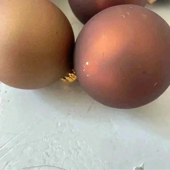 BROWN COFFEE RED MATTE IN GLASS CHRISTMAS ORNAMENT DECORATION 13 PCS - Picture 4 of 9